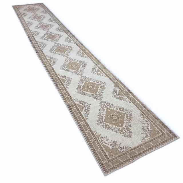 Traditional Vintage Hereke Runner | Floral Medallions | 3x15 For Sale - Image 3 of 5