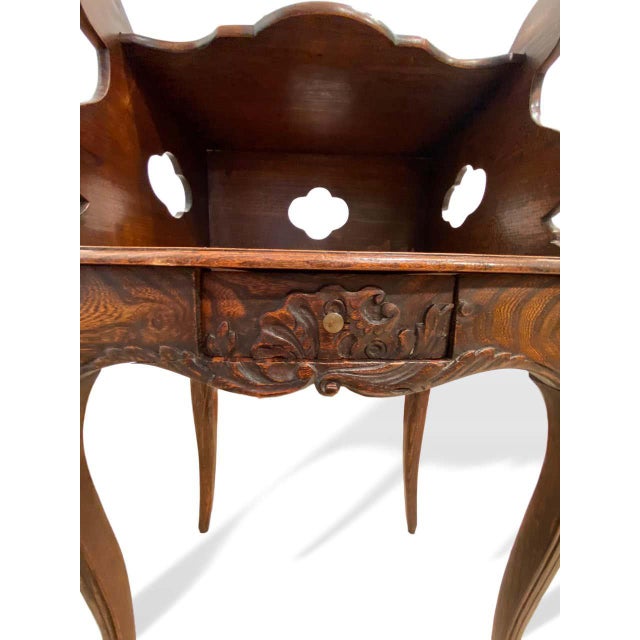 French Provincial French Provincial Elmwood Side Table With Gallery/Shelf For Sale - Image 3 of 11