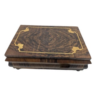 Biedermeier Wooden Jewelry Box in Walnut with Inlays, 1850 For Sale