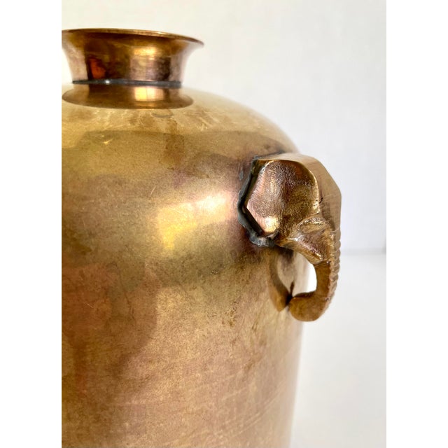 Mid 20th Century Solid Brass Vase With Elephant Head Handles For Sale - Image 5 of 10