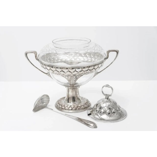Art Nouveau Art Nouveau Silver Plate & Crystal Punch Bowl WMF For Sale - Image 3 of 12