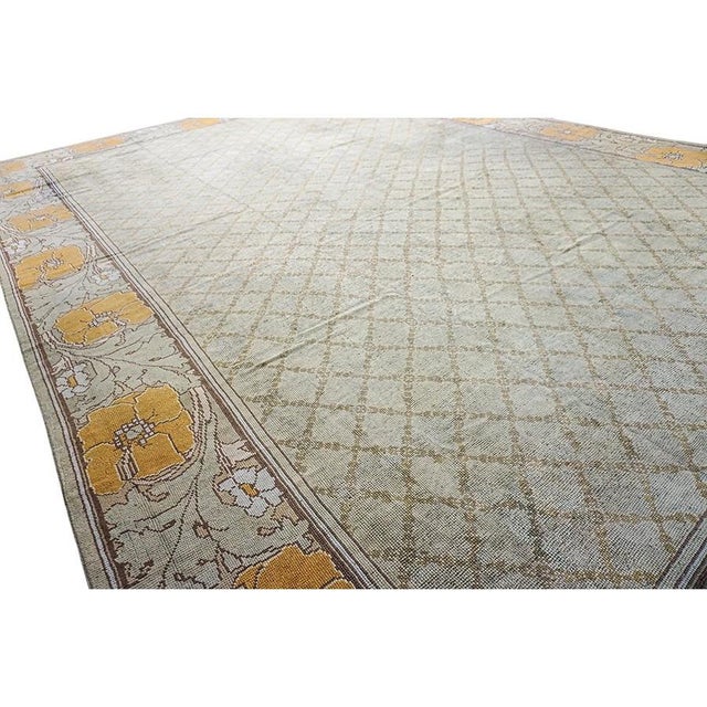 1920s Antique Ivory Geometric Donegal Arts & Crafts Ireland Large Oversized Rug For Sale In New York - Image 6 of 10