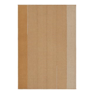 Rug & Kilim’s Contemporary Kilim in Orange and Beige Textural Stripes For Sale