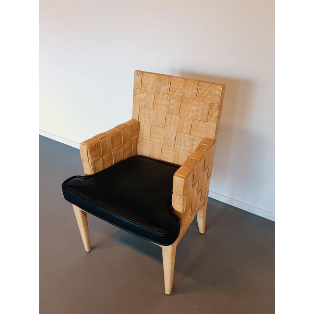Black Block Island Cane Chairs with Leather Seats by John Hutton for Donghia / Set of 6 For Sale - Image 8 of 18