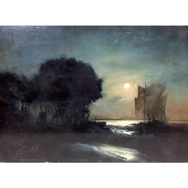 *** ABOUT THIS PAINTING *** * TITLE: "Night on the beach" * ARTISTS: Zebek Vladimir Evgenievich * SIZE: 35x49...