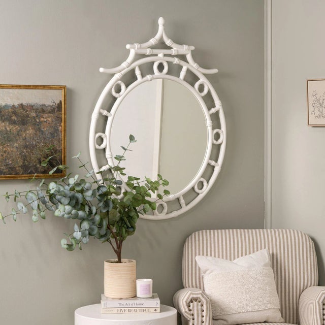 2020s Reena Pagoda Round Wall Mirror For Sale - Image 5 of 12