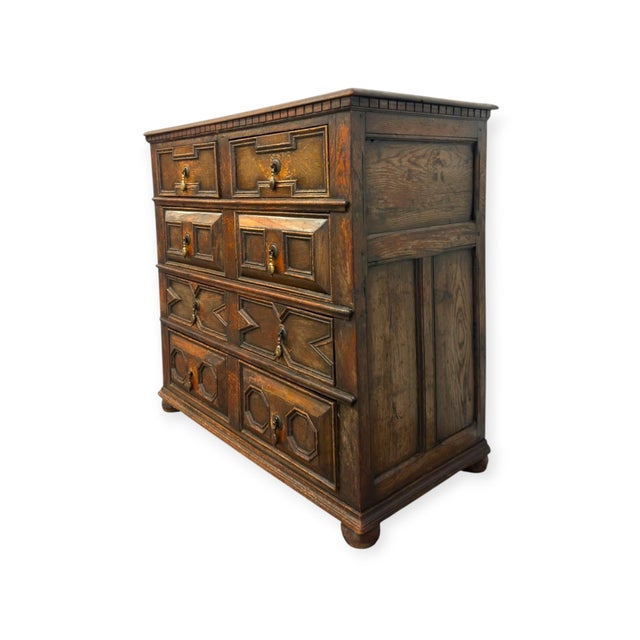 Antique Jacobean Style Carved Oak Dresser Chest of Drawers. For Sale - Image 10 of 15