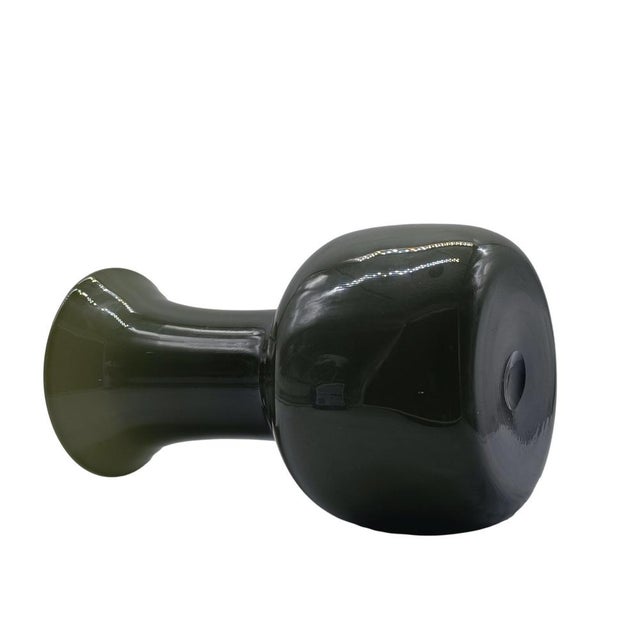 Vintage Italian Petrol Green Murano Glass Vase, 1980s For Sale - Image 6 of 7