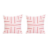 Palm Orleans Flamingo Pink Mitered Stripe Euro Pillow Shams- Set of 2 For Sale