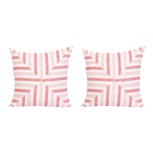 Palm Orleans Flamingo Pink Mitered Stripe Euro Pillow Shams- Set of 2