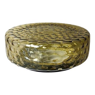 Mid 20th Century Murano Italian Mid-Century Manufacture Amber Bubble Glass Ceiling Mount For Sale