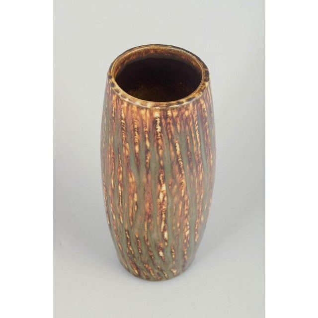 Gunnar Nylund for Rörstrand Vase with “Birch Wood” glaze, mid-20th century. Elegant tall cylindrical stoneware vase...