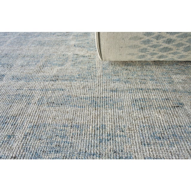 Wood Exquisite Rugs Aldridge Hand-Knotted New Zealand Wool & Bamboo Silk Light Blue Rug-8'X10' For Sale - Image 7 of 8