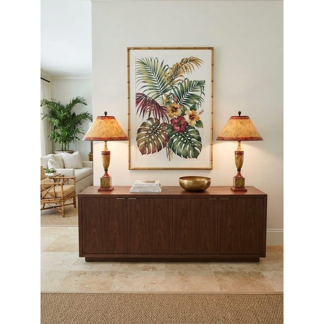 Wood Vintage Neoclassical Faux Marble Painted Wooden Table Lamps With Matching Shades - a Pair For Sale - Image 7 of 12