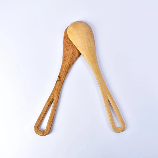 Early 21st Century Olivewood Serving Spoon Set With Bone Inlay Kenya For Sale - Image 10 of 12