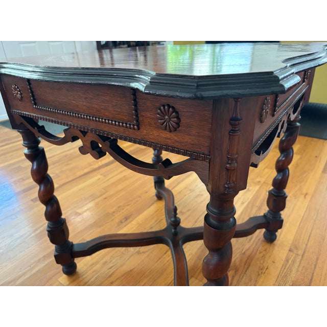 Early 20th Century Vintage Barley Twist Burl Wood Side Table For Sale - Image 5 of 9