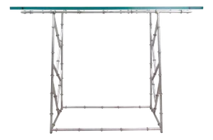Industrial Metal Faux Bamboo Console Table