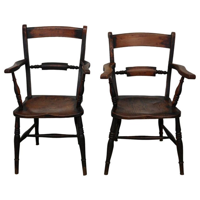 Set of Antique Oxford Chairs in Elm For Sale - Image 16 of 16