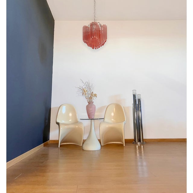 Mid-Century Modern Modern Quadriedri Glass Chandelier in 60 Pink Prism Quadriedri, 1990 For Sale - Image 3 of 17