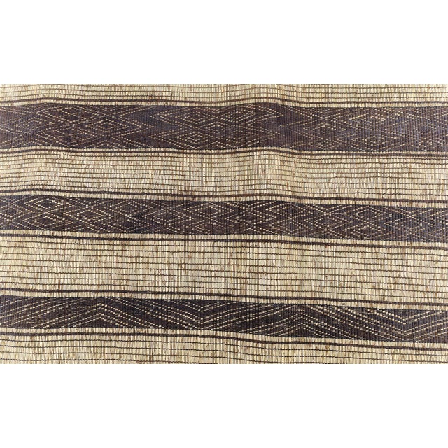 Moroccan Vintage Beige With Brown Carpet Reed And Leather Tuareg For Sale In New York - Image 6 of 8