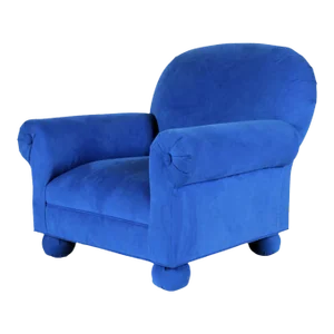 An Electric Blue Upholstered Custom Made Roll Arm Club Chair. Circa 1995.
