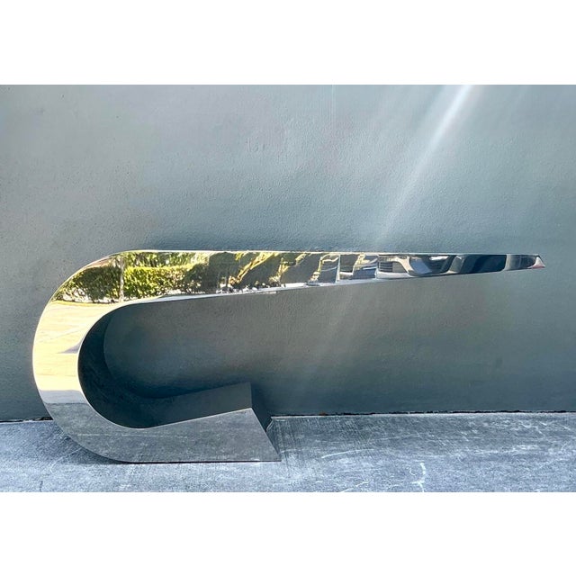 Vintage Italian Polished Chrome Giancarlo Pretazzoli Onda-C Desk For Sale - Image 11 of 12