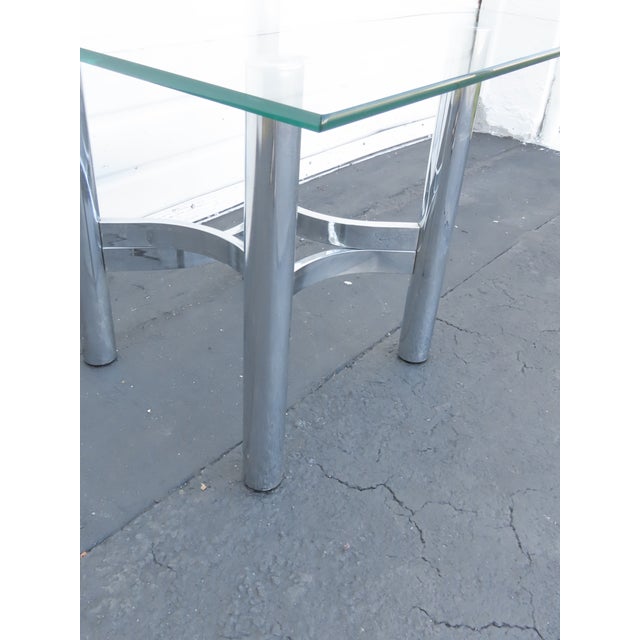 Hollywood Regency Mid Century Chrome Glass Top Side End Table 6418 For Sale - Image 4 of 11