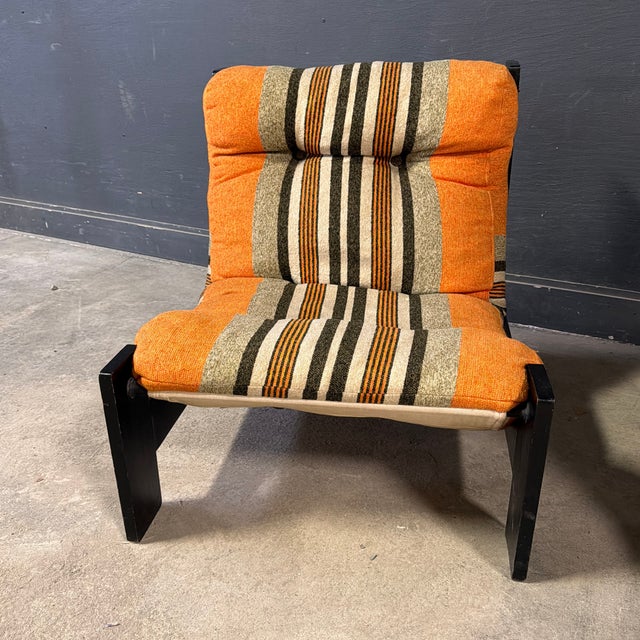 Late 20th Century Orange Striped Danish Postmodern Lounge Chairs For Sale - Image 11 of 12
