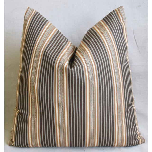 French Striped Ticking Feather/Down Pillows 24" Square Pair Chairish