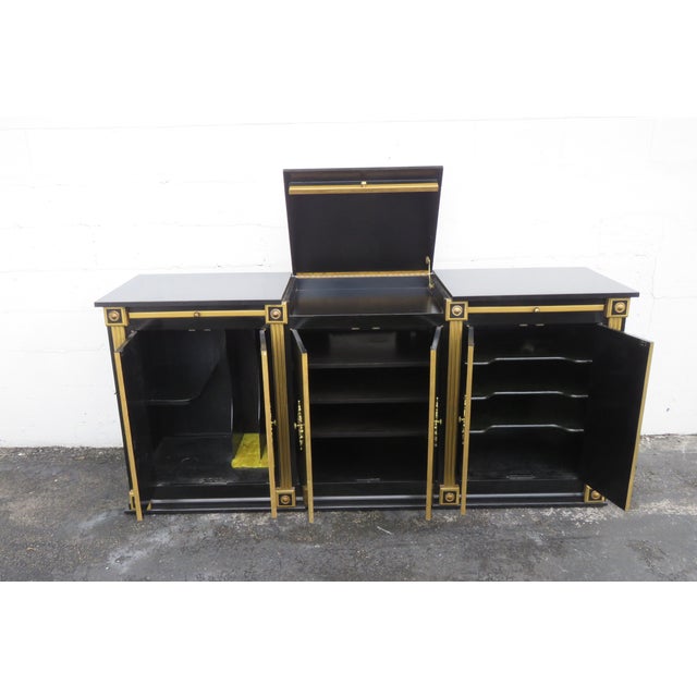 Hollywood Regency Painted Black Sideboard Tv Console Bar Record