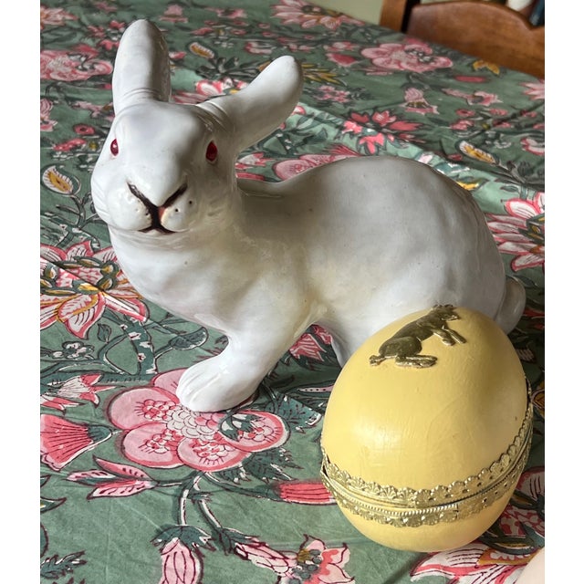 Hand painted vintage terra cotta bunny
