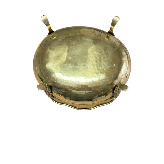 Late 20th Century Vintage Large Hand Hammered Footed Brass Cachepot For Sale - Image 5 of 6