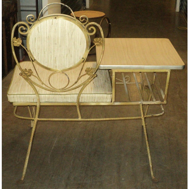 Metal Antique Vintage Telephone Gossip Metal Ornate Bench For Sale - Image 7 of 7