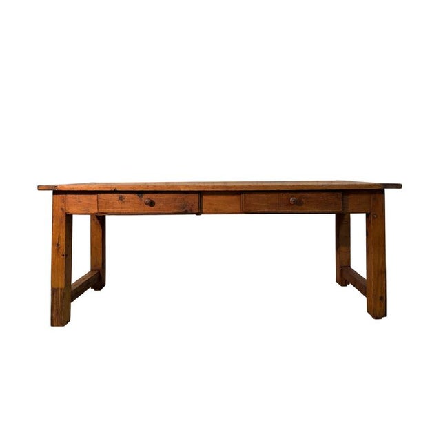 Antique rustic fir table, dating back to the 18th century, from Gressoney-Saint-Jean, in the heart of the Aosta Valley's...