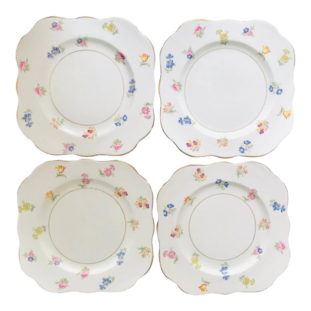 M & R England "Scattered Flowers" Plates - Set of 4 For Sale