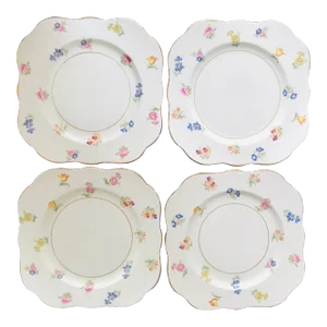 M & R England "Scattered Flowers" Plates - Set of 4