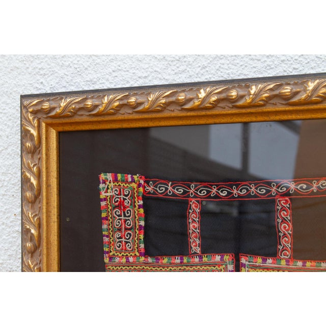 19th Century Ornate Framed Hmong Ethnic Textile Panel For Sale - Image 5 of 11