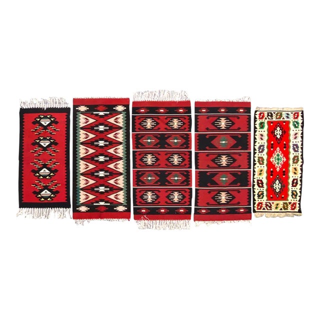 1960's Danish Wool Handloomed Small Wall Tapestries- Set of Five For Sale