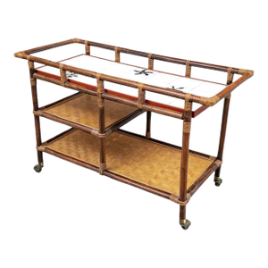 1960s Mid-Century Attributed to ~ John Wisner Tile Top Bar Cart for Ficks Reed
