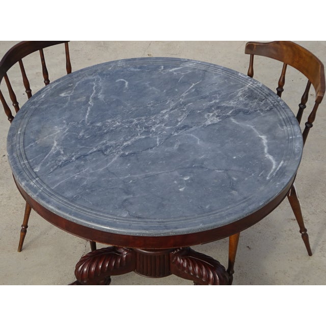 Restoration Pedestal Table with Rotating Marble Top For Sale - Image 14 of 18