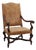 Carved Walnut Armchair with Scrolling and Tapestry Upholstery, France, 1800 For Sale