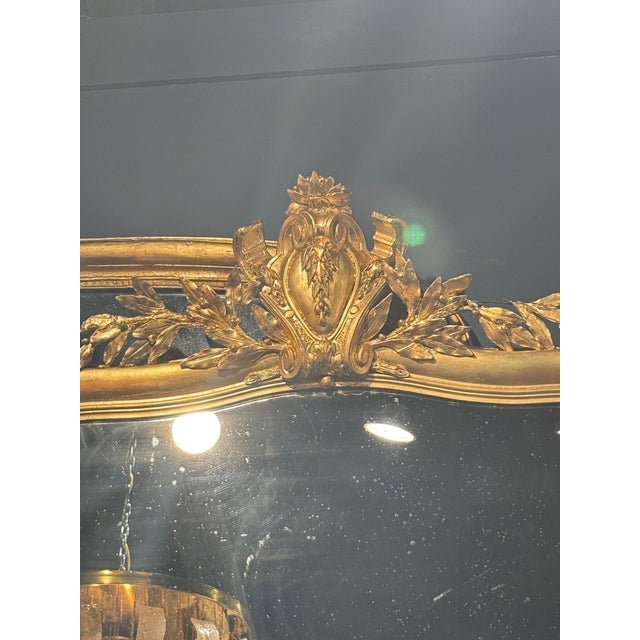 French Large 19th C. French Louis XVI Giltwood Floor Mirror For Sale - Image 3 of 7