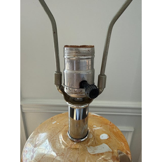 White Mid -Century Modern Hand Painted Table Lamps - A Pair For Sale - Image 8 of 15