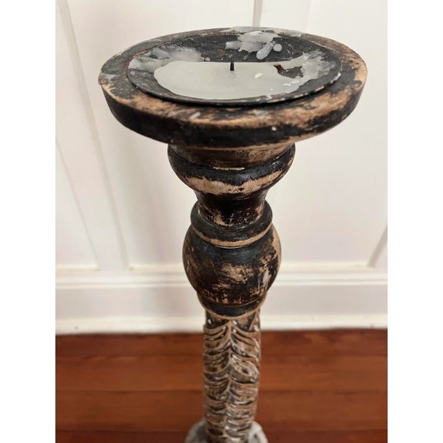 19th Century European Wooden Hand-Carved Candle Holder For Sale - Image 10 of 10