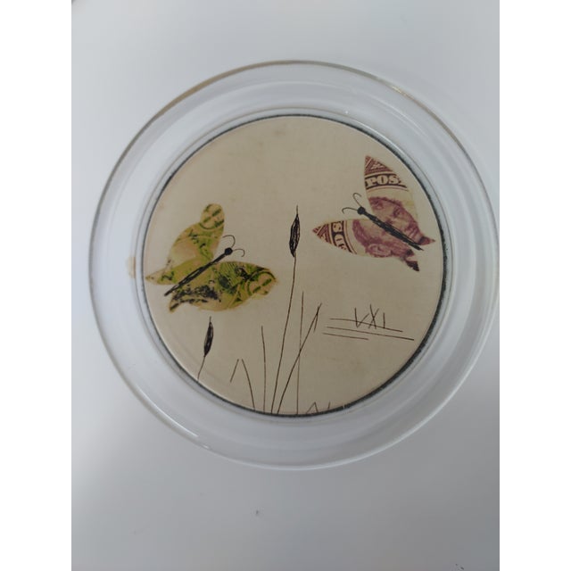 1990s John Derian Coasters Set of 4 Decoupage and Blown Glass 4" Diameter For Sale - Image 4 of 7