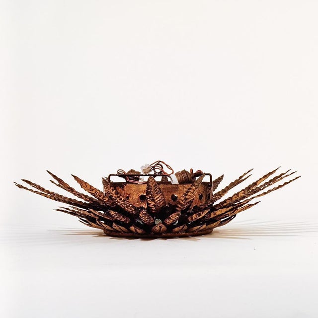 Large Brutalist Sun Style Ceiling Lamp from Ferroarte, 1960s For Sale - Image 14 of 15