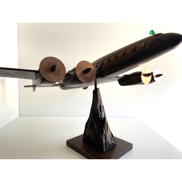 Lockheed Constellation Airplane Sculpture Model in Carved Wood, 1940 For Sale - Image 15 of 18