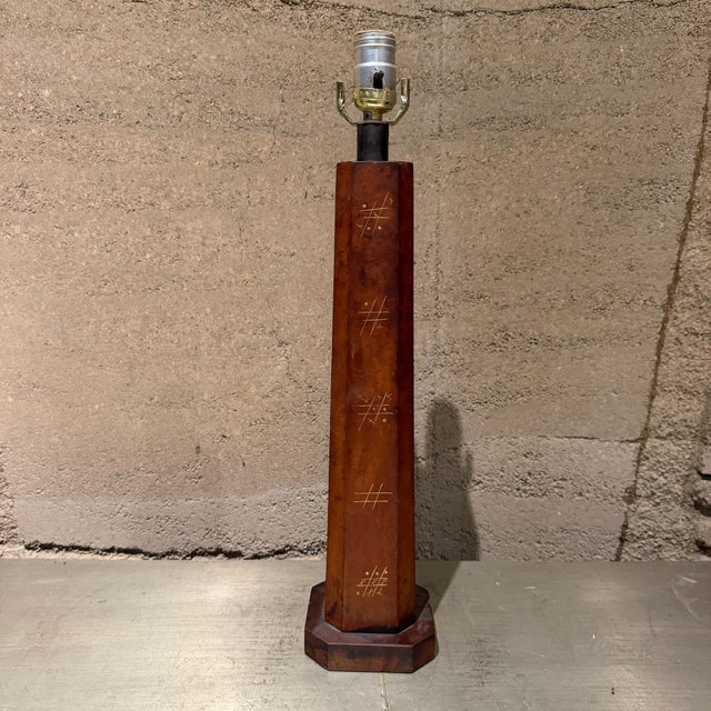 Arturo Pani Leather Wrapped Table Lamp, Gold, Mexico, 1950s For Sale - Image 17 of 17