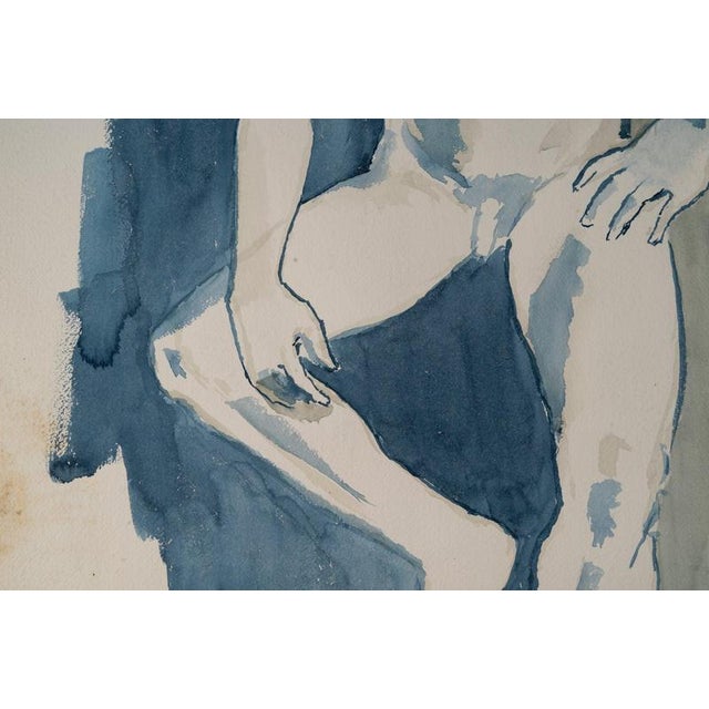 Watercolor on paper depicting a young man by Evelyne Luez, 20th century. Watercolor on paper by Evelyne Luez, 20th...