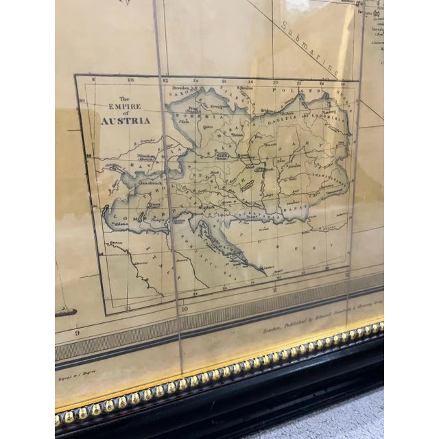 Large Vintage Antiqued Stanford Map of Italy in Black & Gold Frame 1990's For Sale - Image 10 of 15